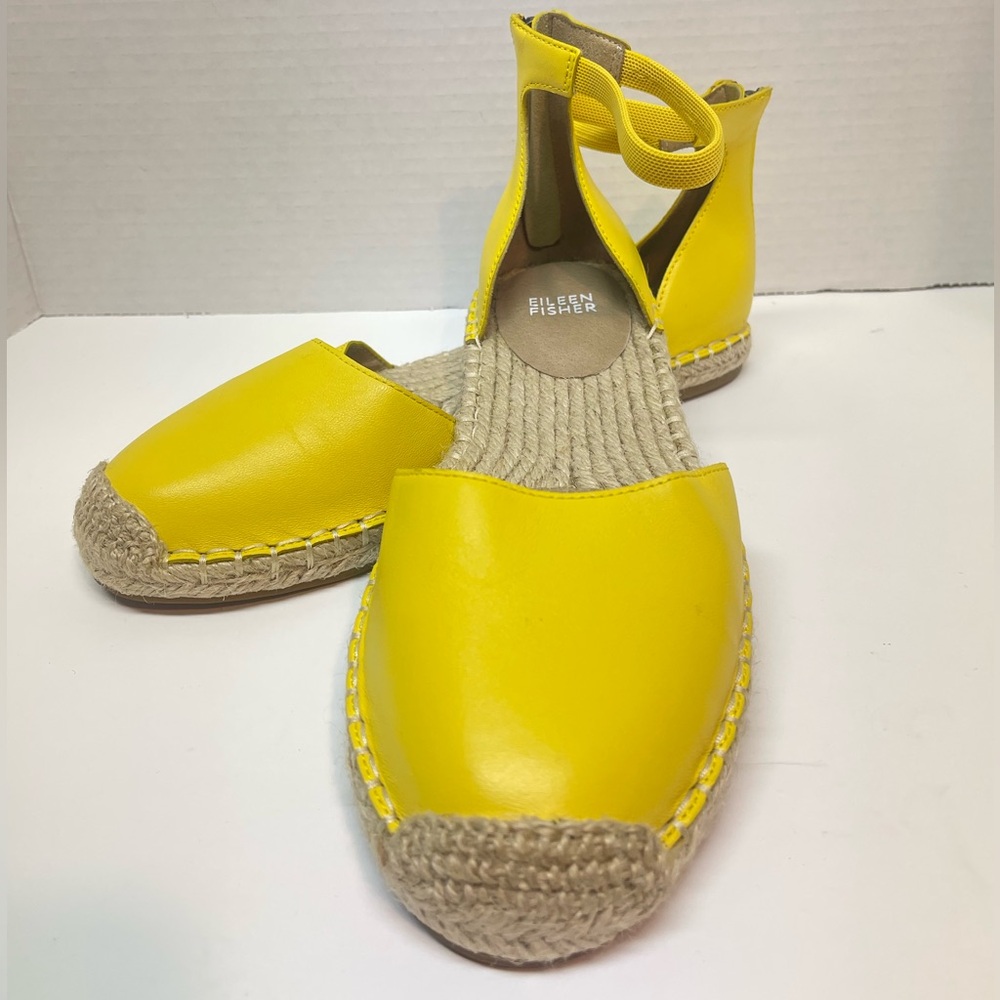 Eileen Fisher Lala Napa leather Espadrille Flat Sandals women size 8